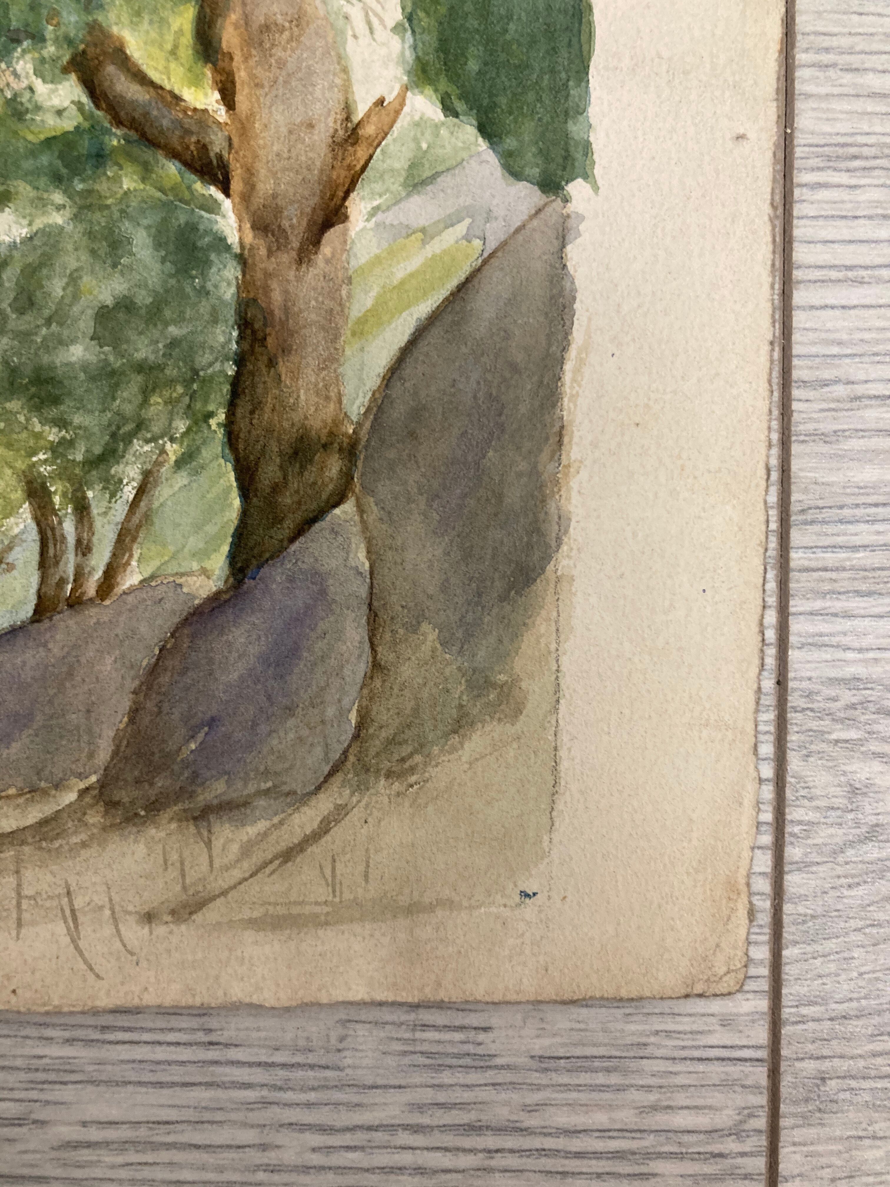 Aquarelle paysage vintage