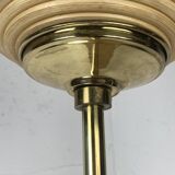 Telescopic brass and pencil reed rattan bamboo hanging pendant lamp, Italy 1970s