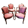 4 Louis XV style convertible armchairs from the 19th century in blond walnut