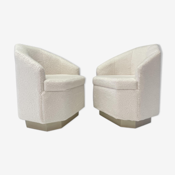 PAIR OF VINTAGE ARMCHAIRS IN HEXAGONAL SHAPE, 1970