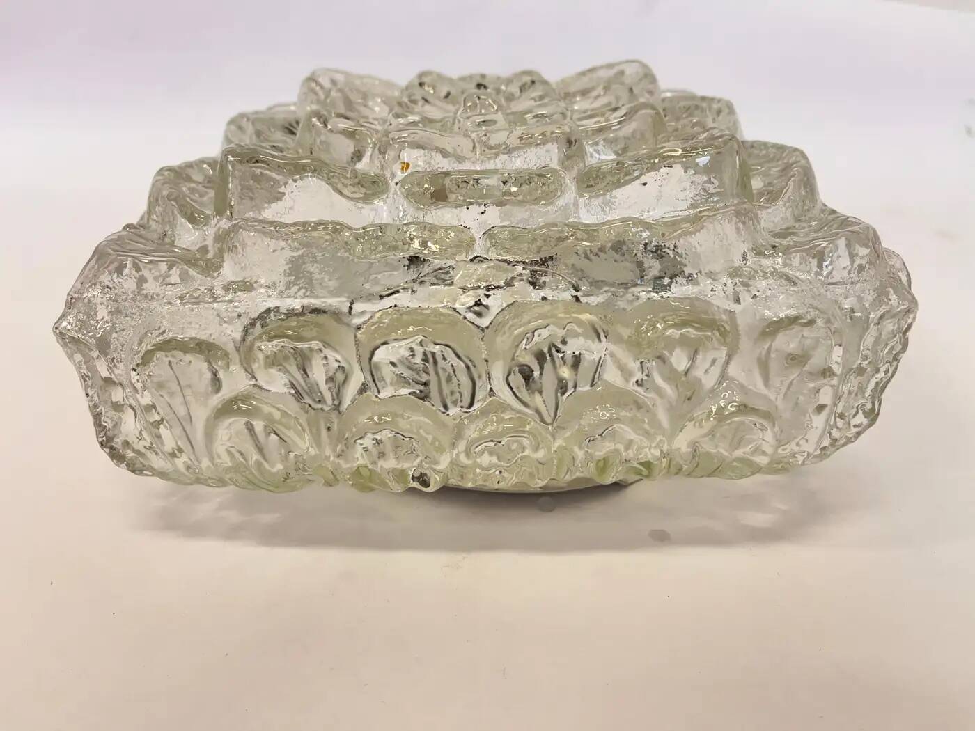 Midcentury glass flush mount, ceiling or wall lamp, Germany, 1970s