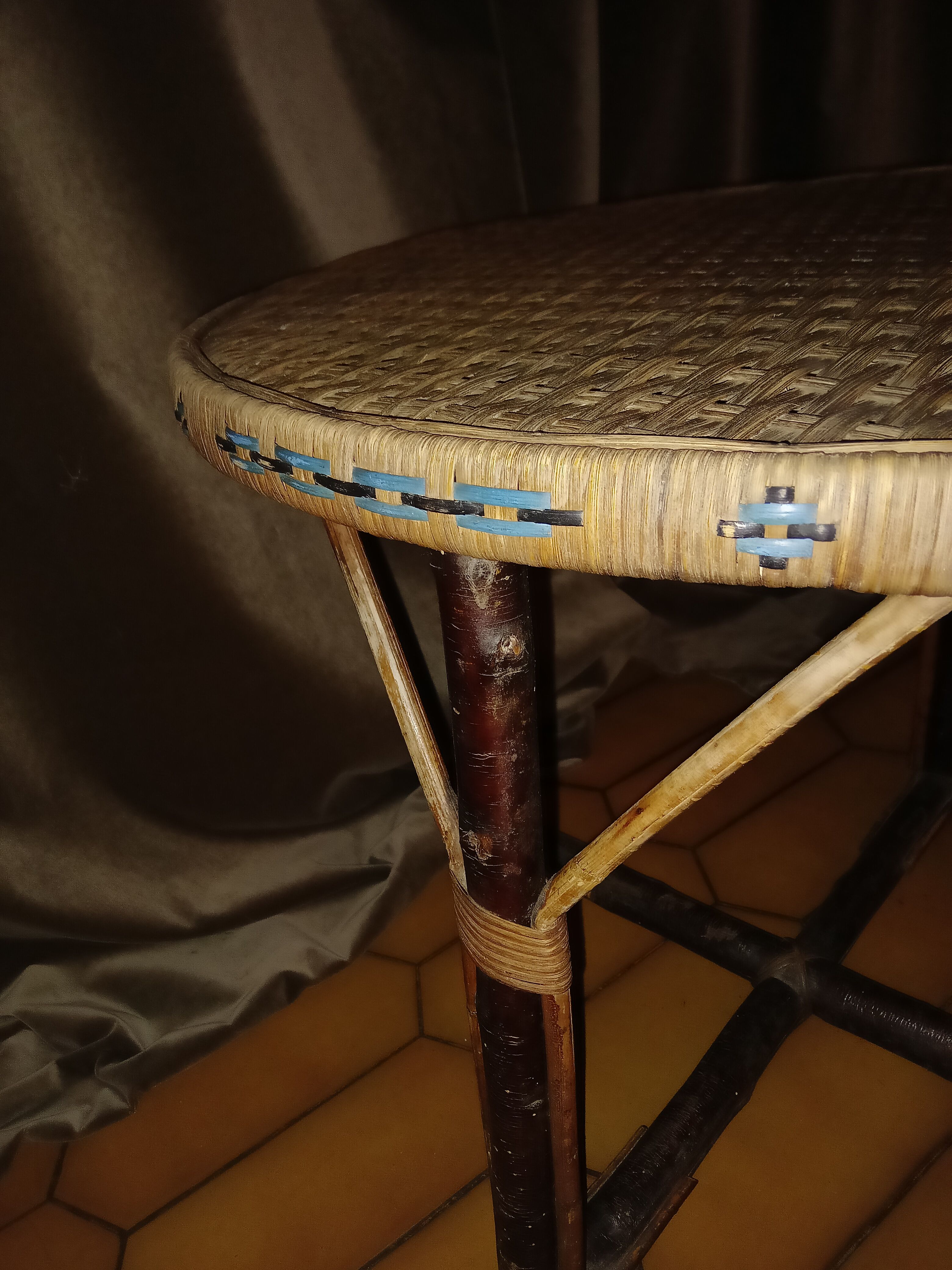 Antique rattan coffee table