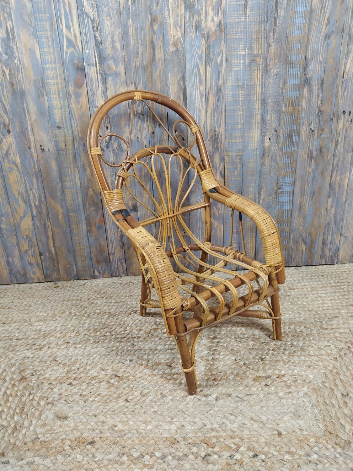 Fauteuil enfant rotin