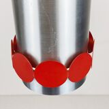 Rare mid century DORIA hanging lamp, Aluminium & red discs