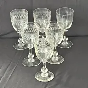 Wine glasses Antique Bohemian hand engraved crystal  – French country