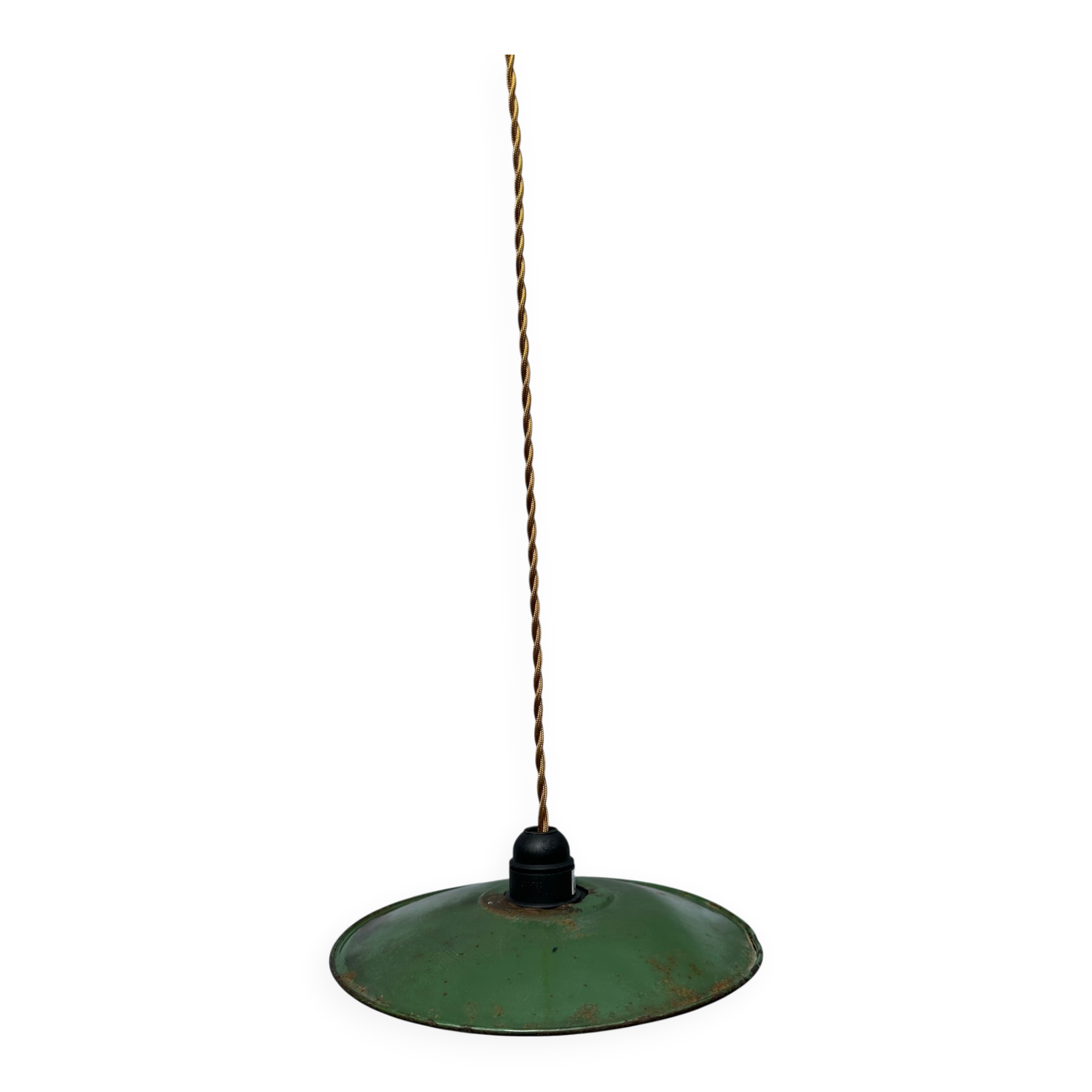 Old green and white enamelled sheet metal suspension