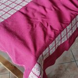 Nappe et 8 serviettes brodées basque ancienne rouge bordeaux