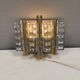Old Swedish wall lamp, made of hard pressed glass, brass and metal 1960s