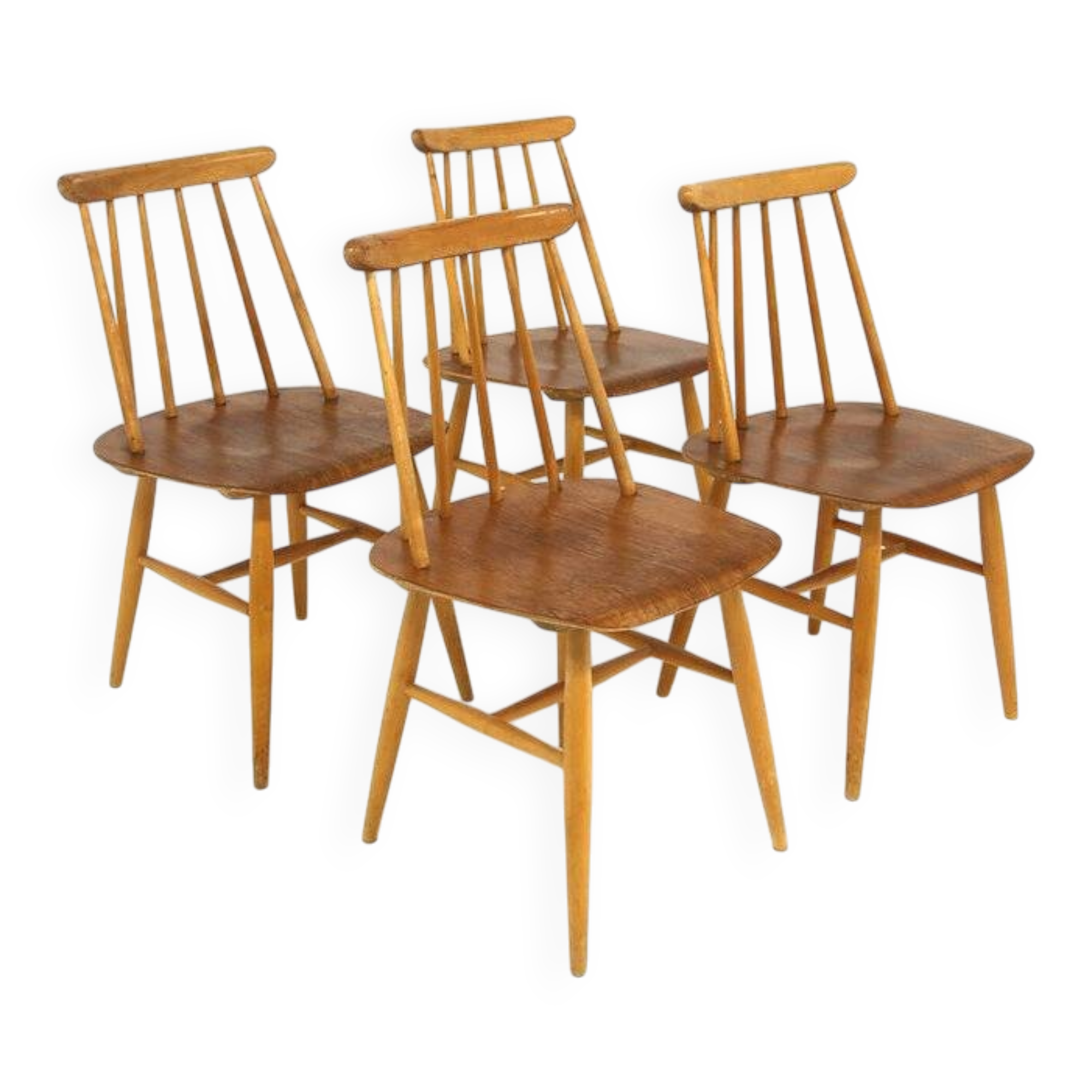 Set of 4 teak "Fanett" chairs by Ilmari Tapiovaara, Sweden, 1960