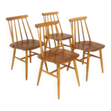 Set of 4 teak "Fanett" chairs by Ilmari Tapiovaara, Sweden, 1960