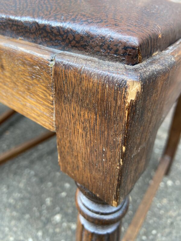 6 chaises vintage art deco 1940s chêne et cuir