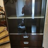 Rosewood and chrome display cabinet, 1970s-80s.