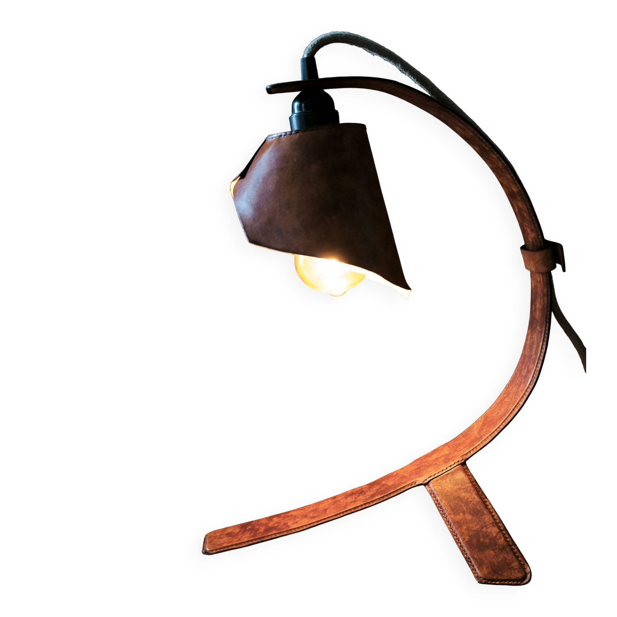 "Organic" Desk Lamp Marble Italian Vegetable Leather & Aluminium