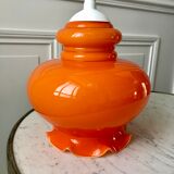 Orange opaline suspension lamp 70s