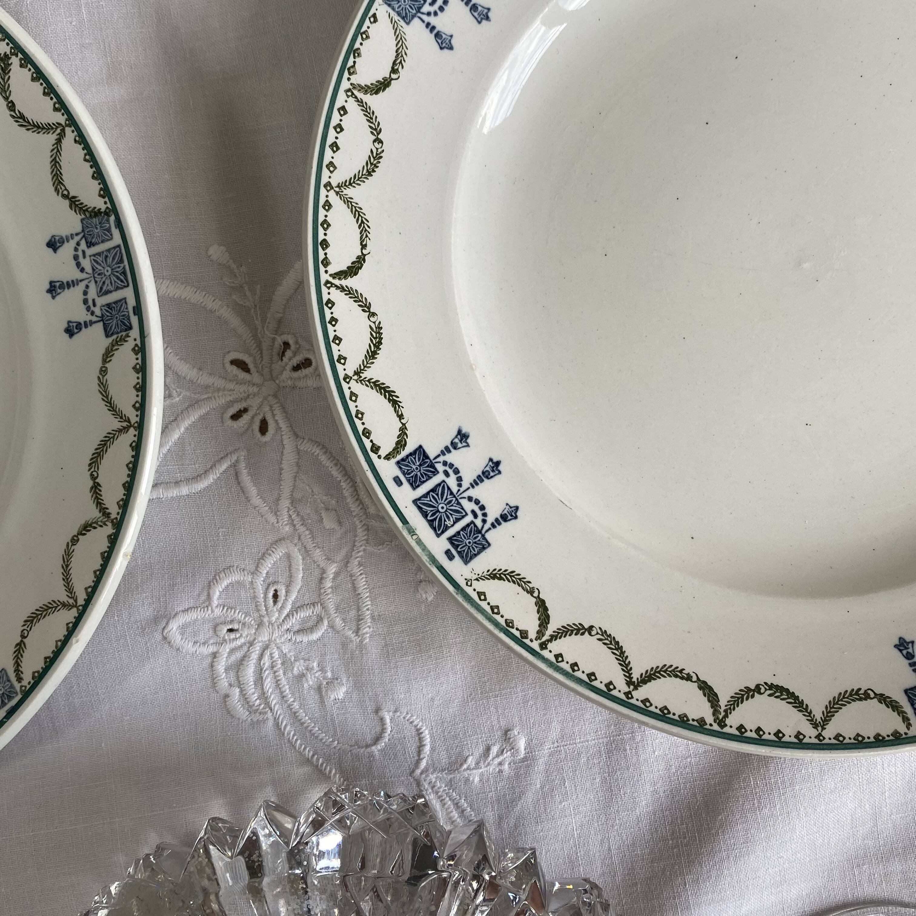 6 antique earthenware dessert plates from Saint Amand.