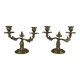 Pair of gilt brass candlesticks with two arms – Louis XV Rococo style