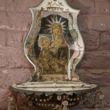 Religious wall light with tassels and eglomised glass