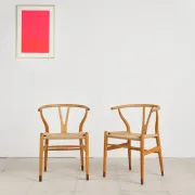 Pair of CH24 Wishbone chairs by Hans J. Wegner, Denmark, 1970s