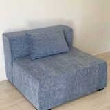 2 fauteuils velours bleu