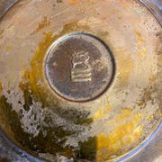Vintage French Cast Iron Stand Ashtray + Gold Metal Ashtray #D