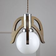 Mid-Century Scandinavian Chrome & Opaline Pendant Lamp, 1960s