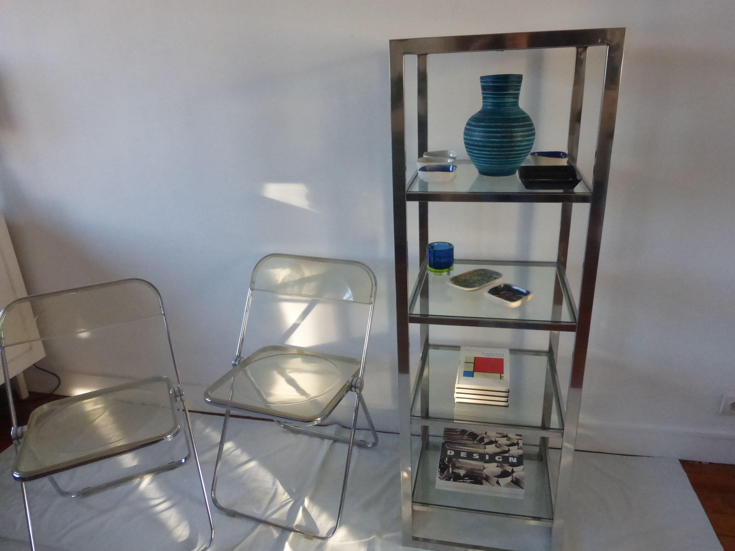 Étagère verre et acier chromé