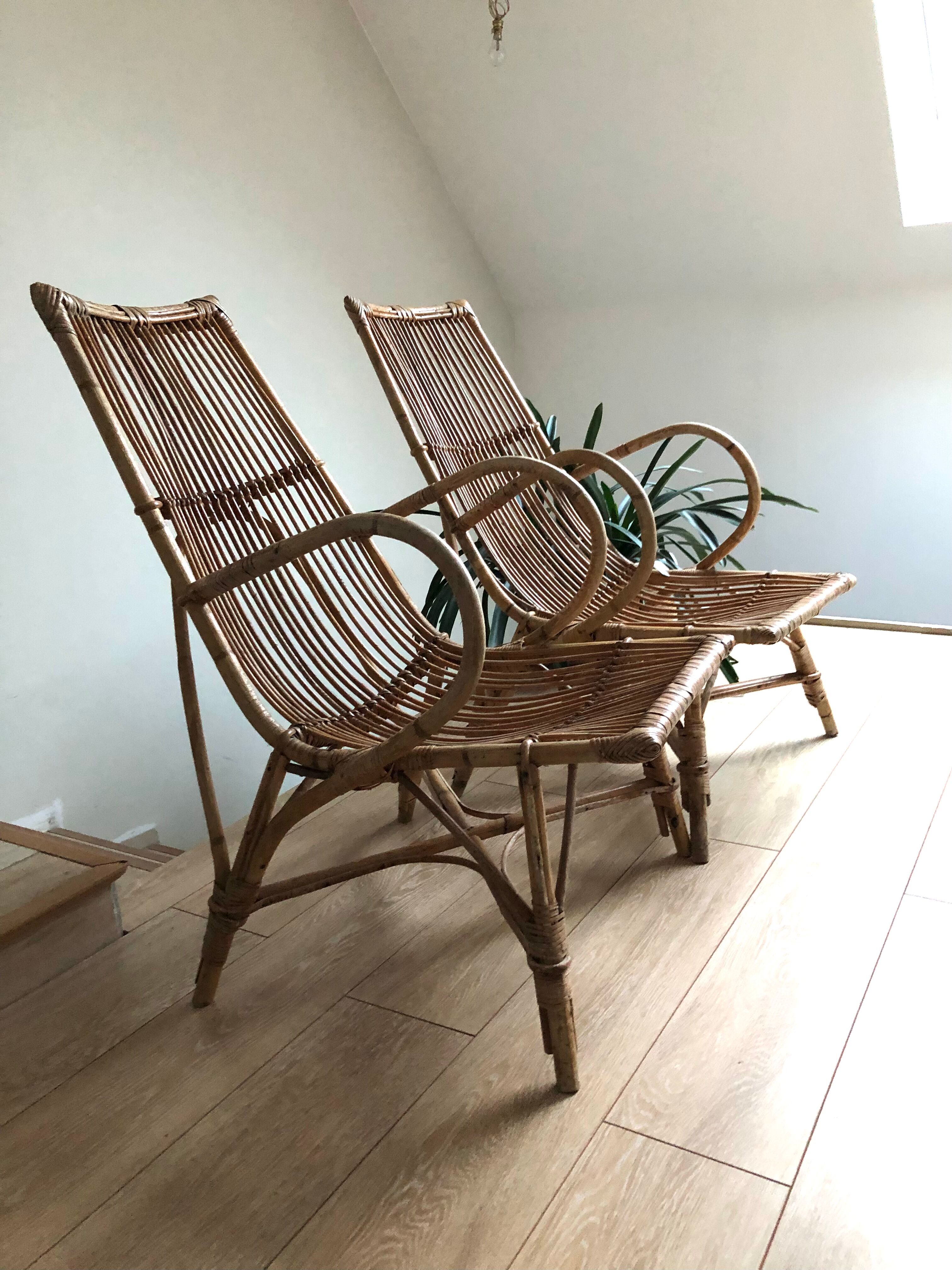 Rattan armchairs
