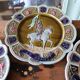 3 antique barbotine plates featuring Joan of Arc "En Avant"