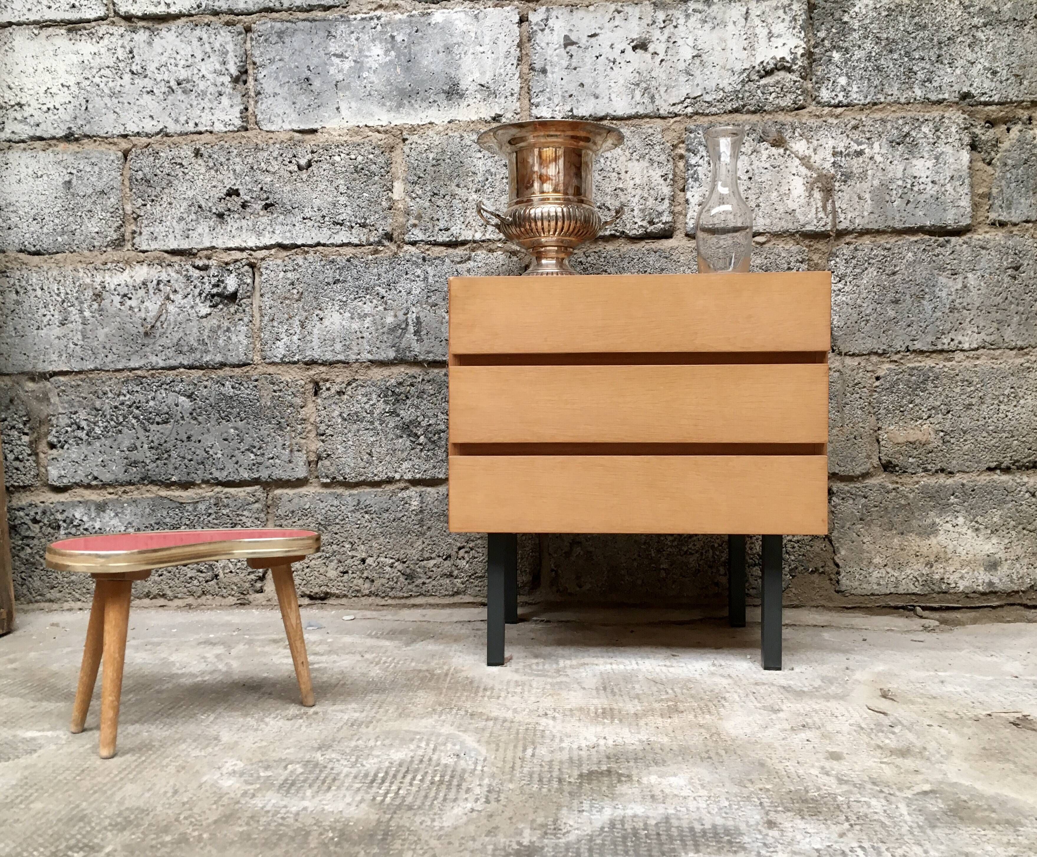 Mini dresser furniture tv / vintage hifi teak metal feet 1950 1960