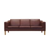 Brown leather sofa, Danish design, 1970s, production: Denmark