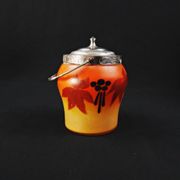 Legras-Montjoye enameled & painted glass biscuit bucket, Art Deco period