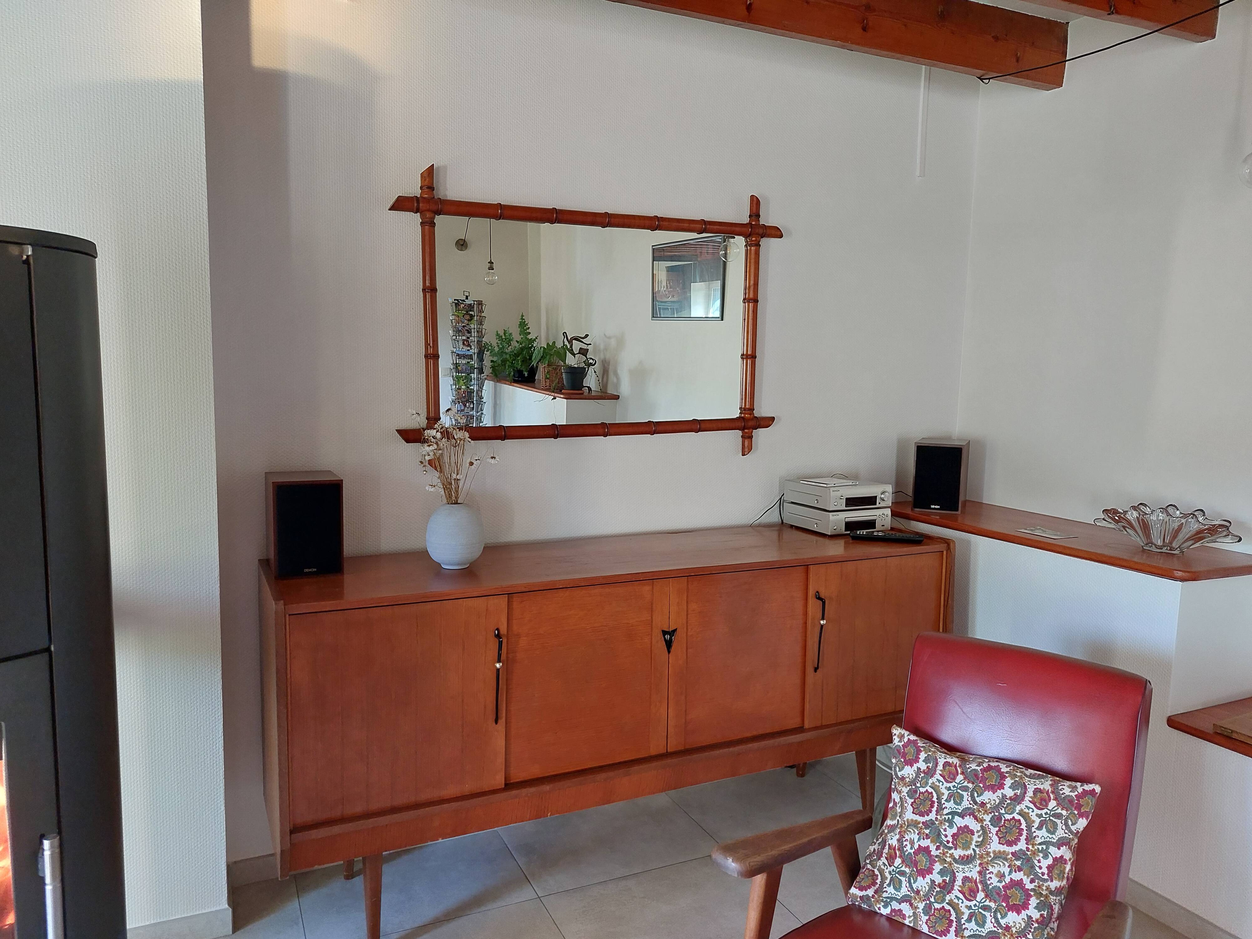 Large vintage bamboo mirror