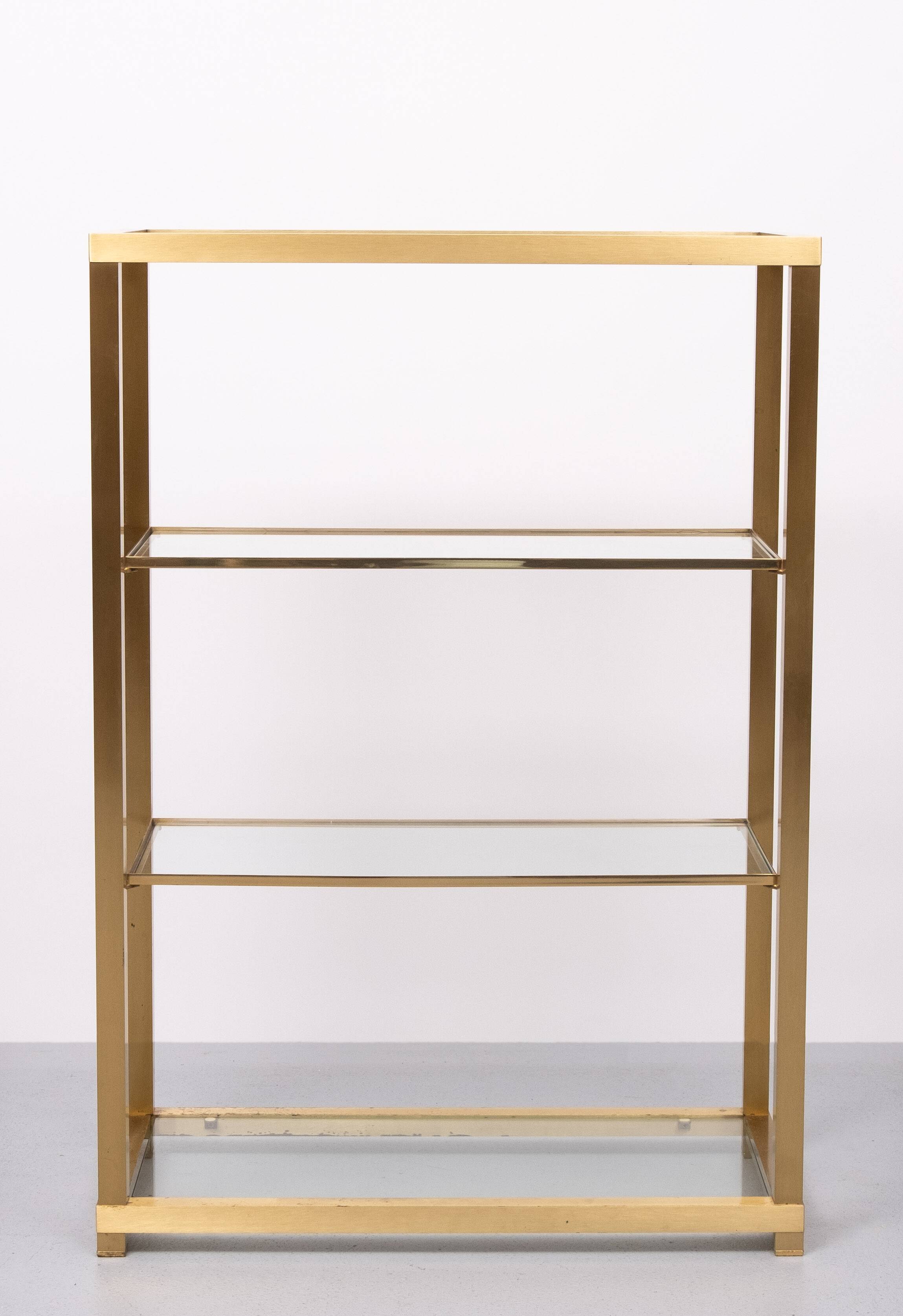 Brass and Glass Etagere or bookcase . Italy 1970s