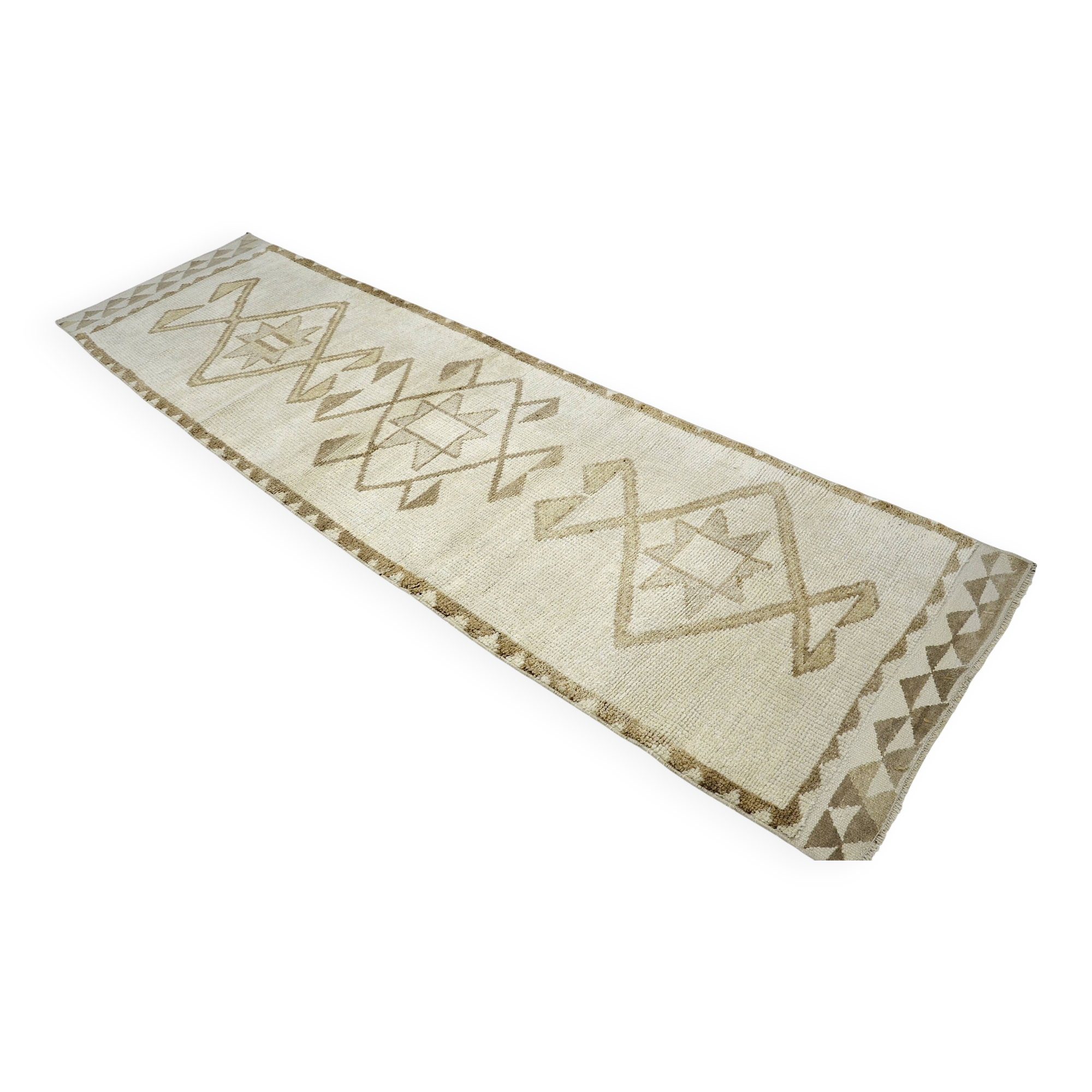 White & Beige Wool Handmade Rug sku 2215