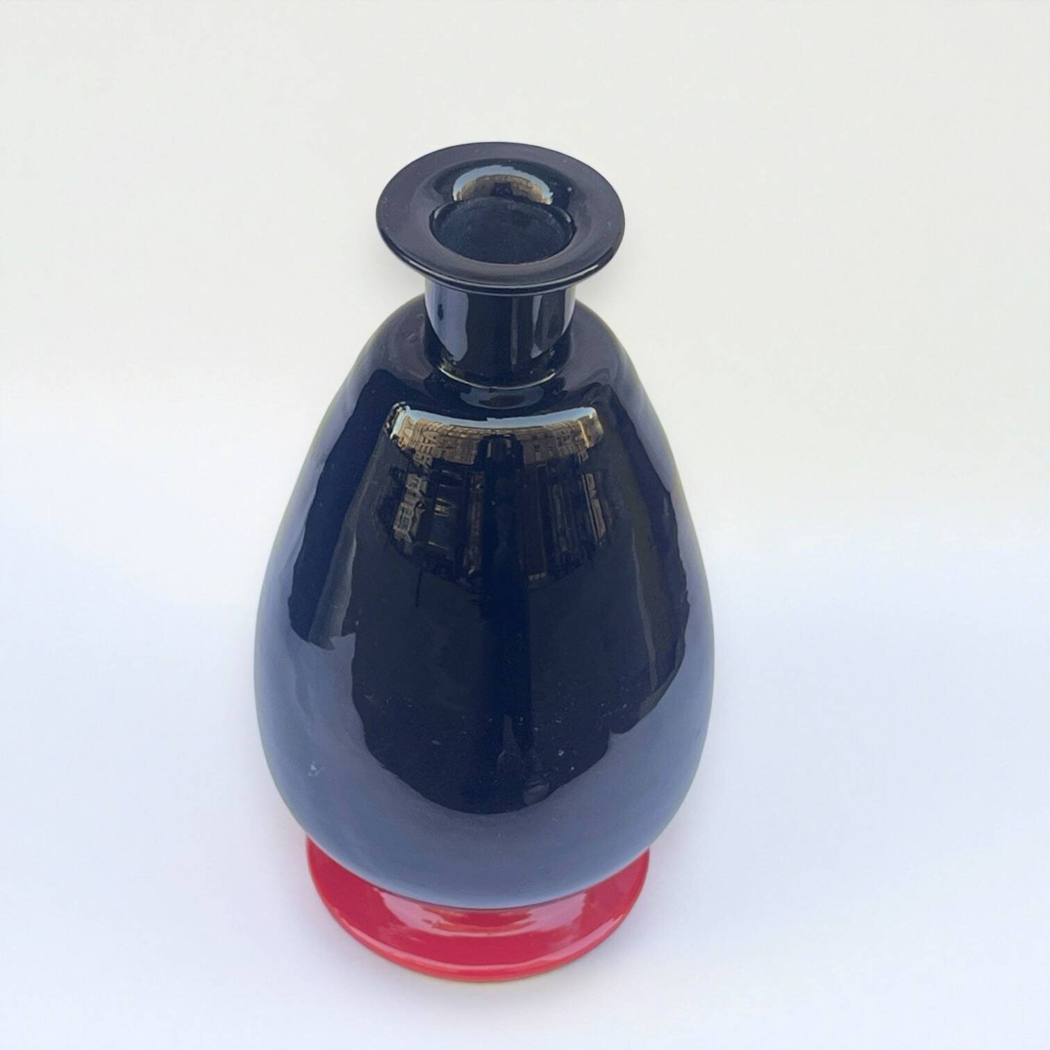 Black and red Murano glass vase by Nason & Moretti, Art Deco carafe