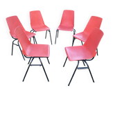Set of 6 vintage red Fantasia chairs from the 1960s