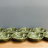 Set of 8 bowls in majolica, cabbage leaf