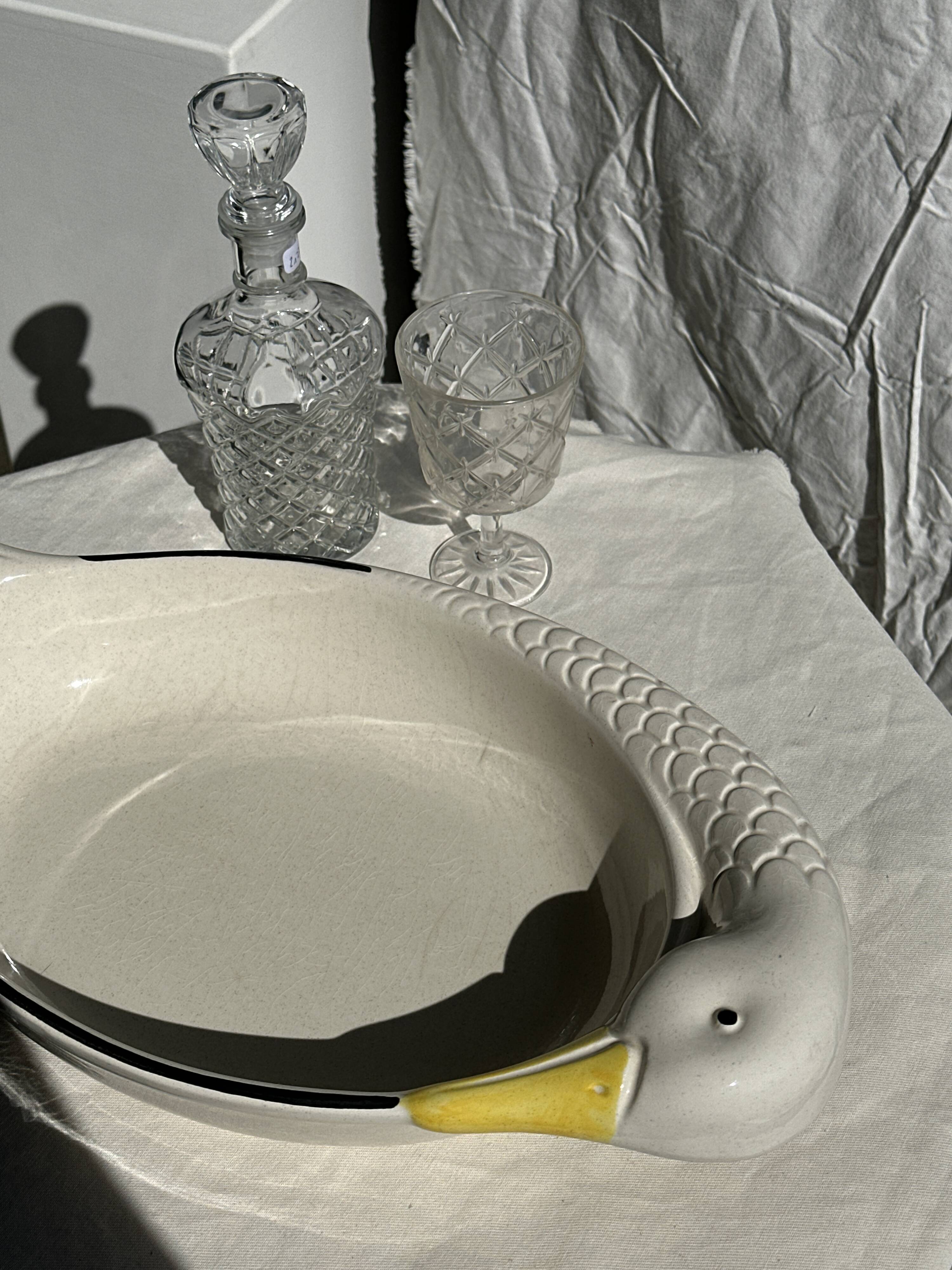 Small cylindrical glass whiskey decanter H:23