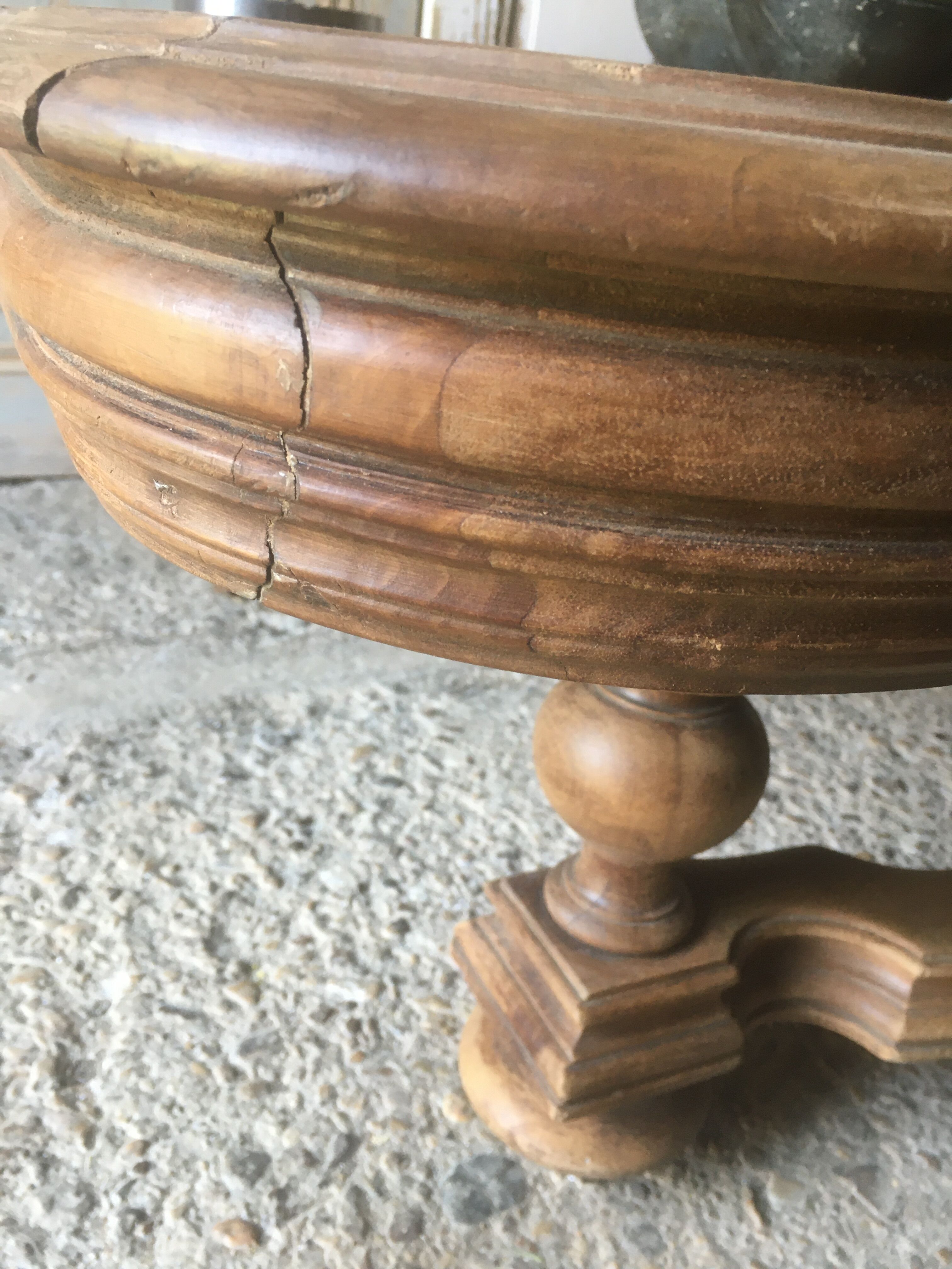 Oak coffee table on casters