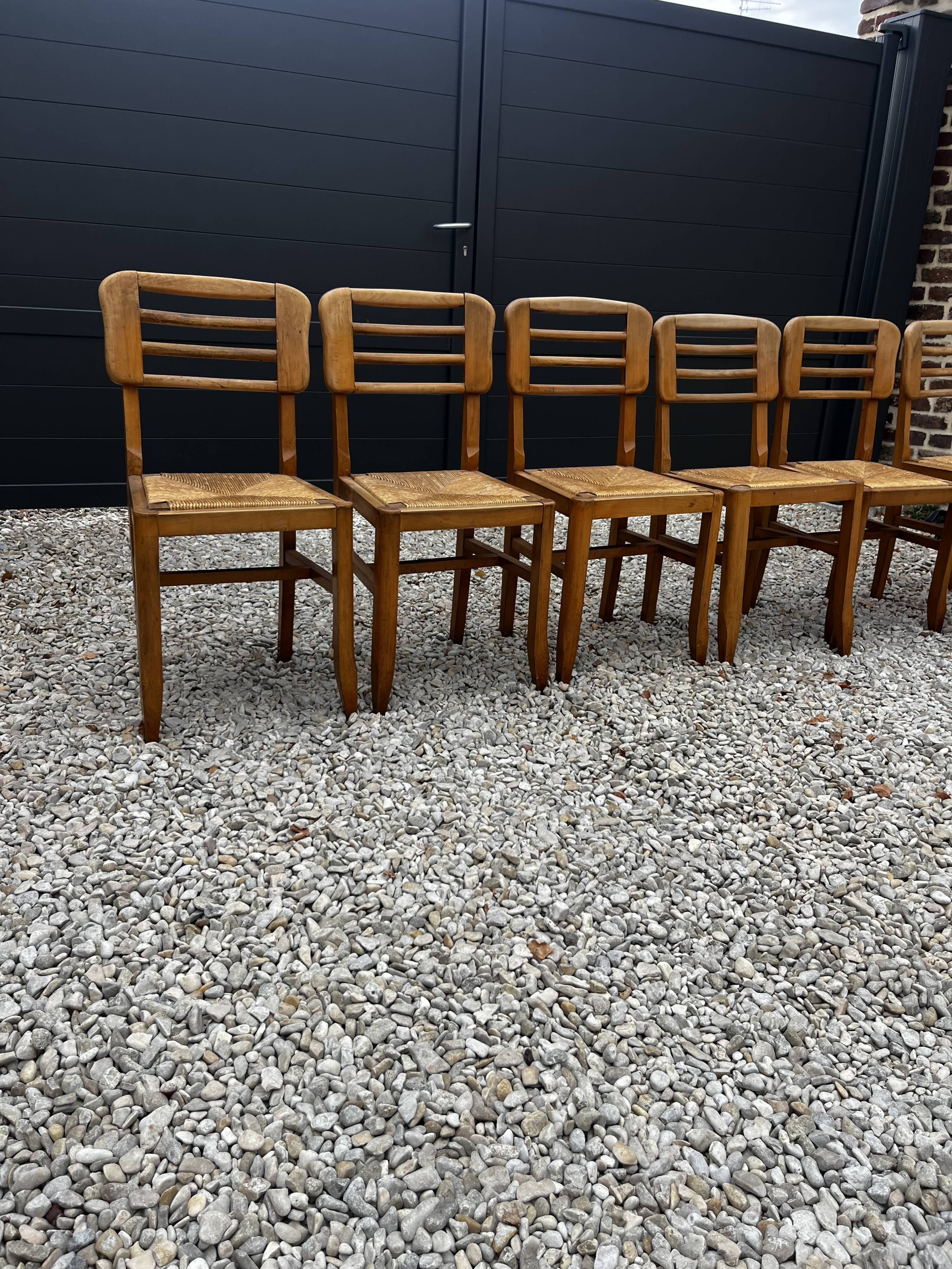 Set of 6 raw stone chairs French design