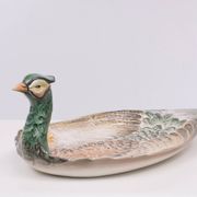 Mid century modern large Italian ceramic Peacock platter