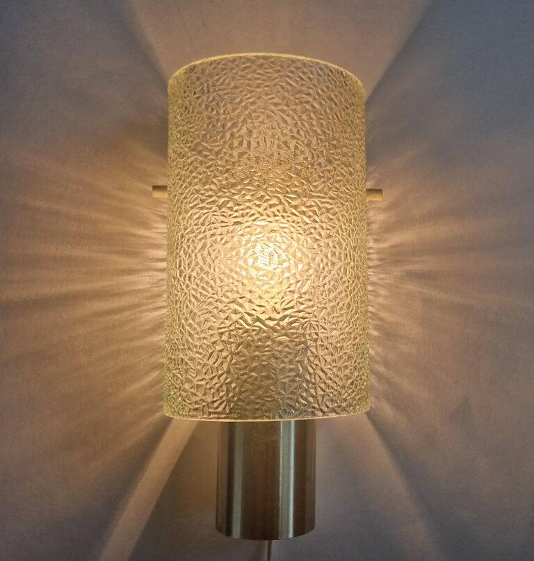 Midcentury Glass and Chrome Wall Lamp, Germany, 1970s