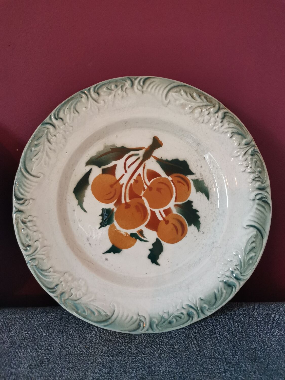 Slip fruit plates Faience New Givors