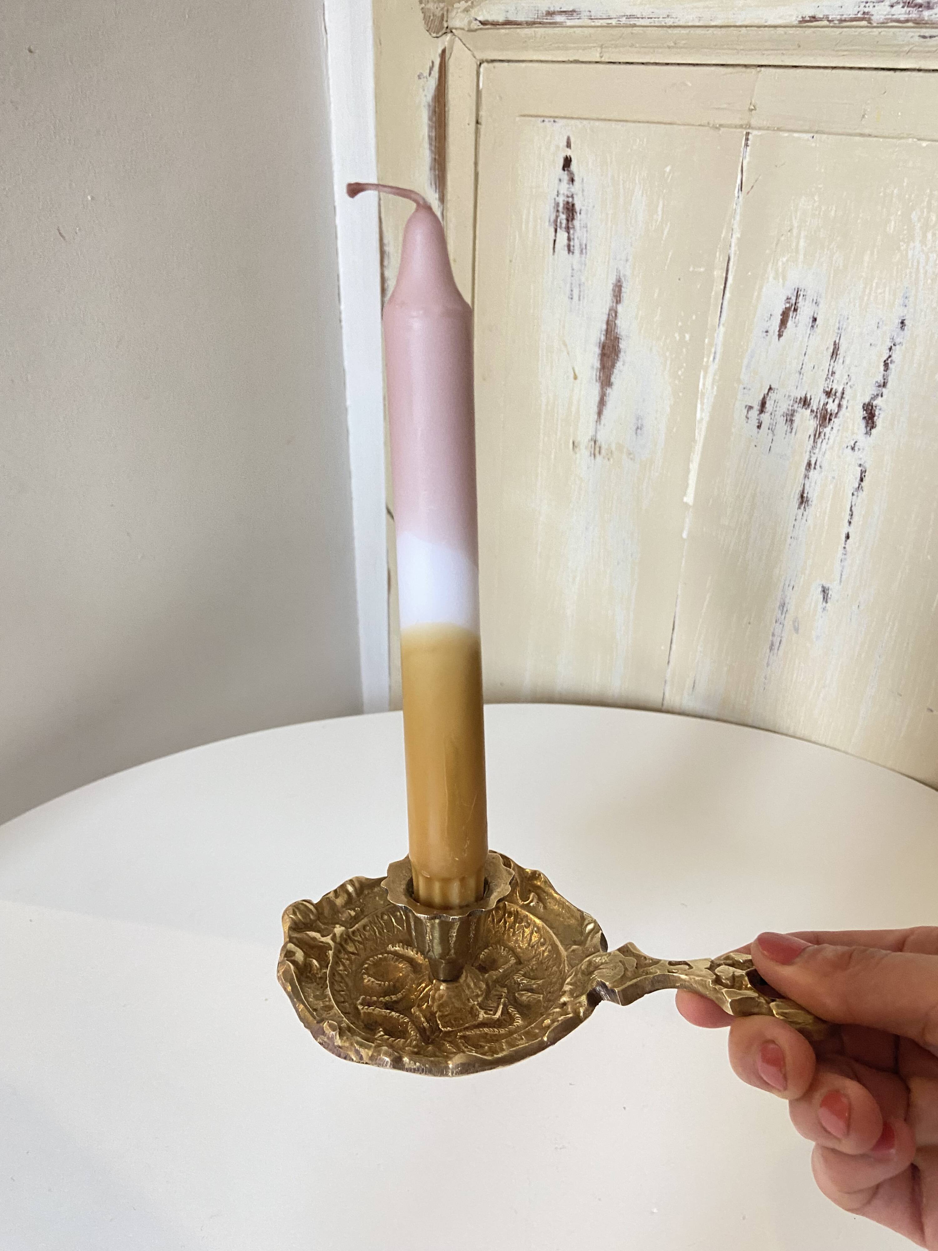 Antique Brass Candle Holder "Cell Rat" - Rustic Elegance