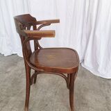 Chaise de salle à manger vintage en bois courbé : fauteuil style Thonet du milieu du siècle