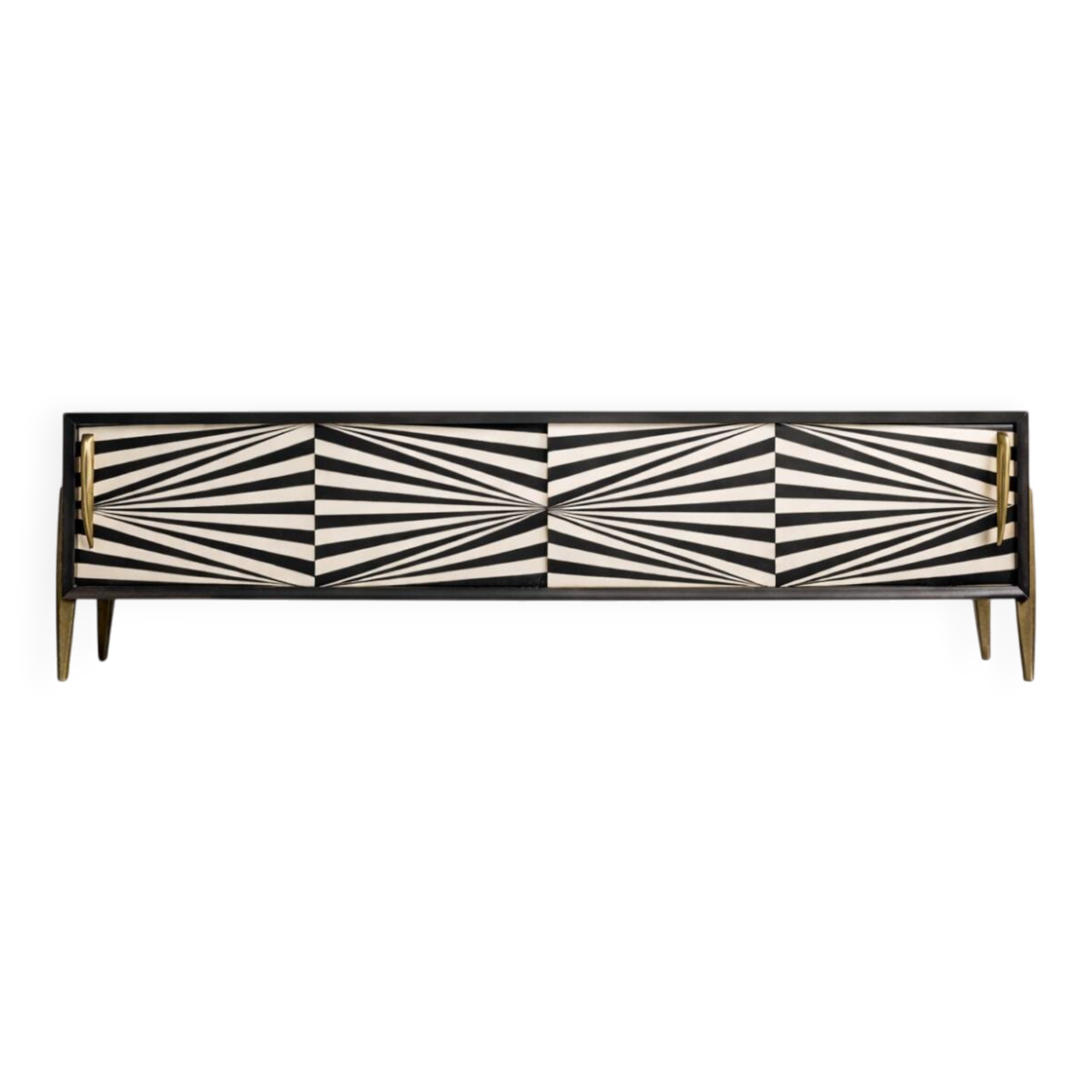Scandinavian sideboard in birch with hand-painted op-art pattern, 1960s