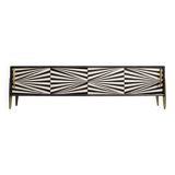 Scandinavian sideboard in birch with hand-painted op-art pattern, 1960s