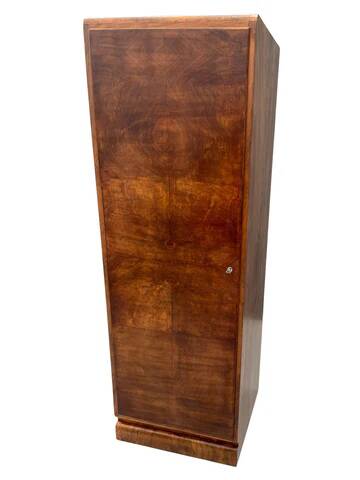 Restored Art Deco cabinet with shelves, walnut veneer, Czechoslovakia, 1930s
