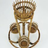 mid century PLANT STAND rack 1950s 60s bamboo rattan hawaii tiki era