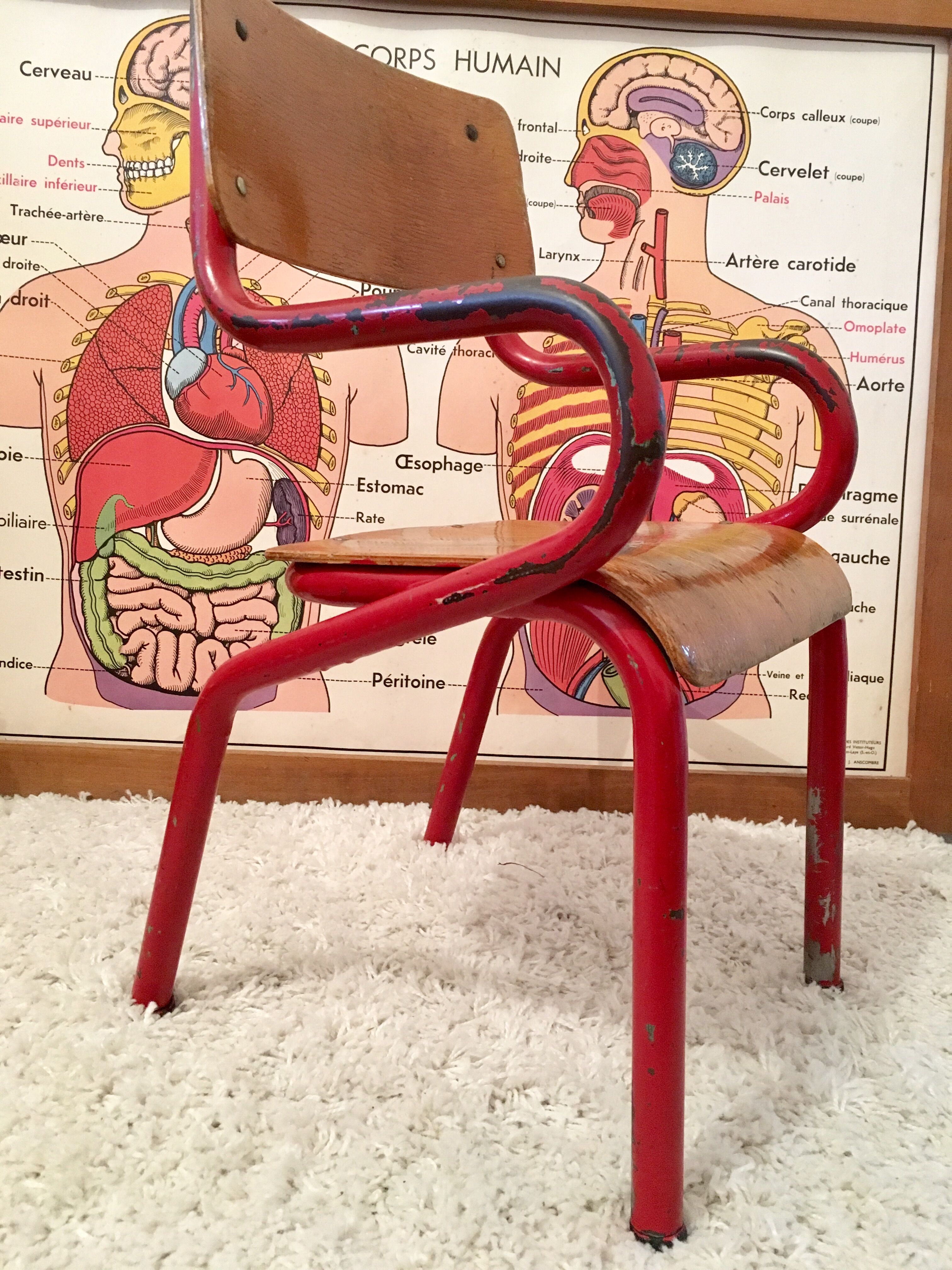 Chaise enfant écolier vintage